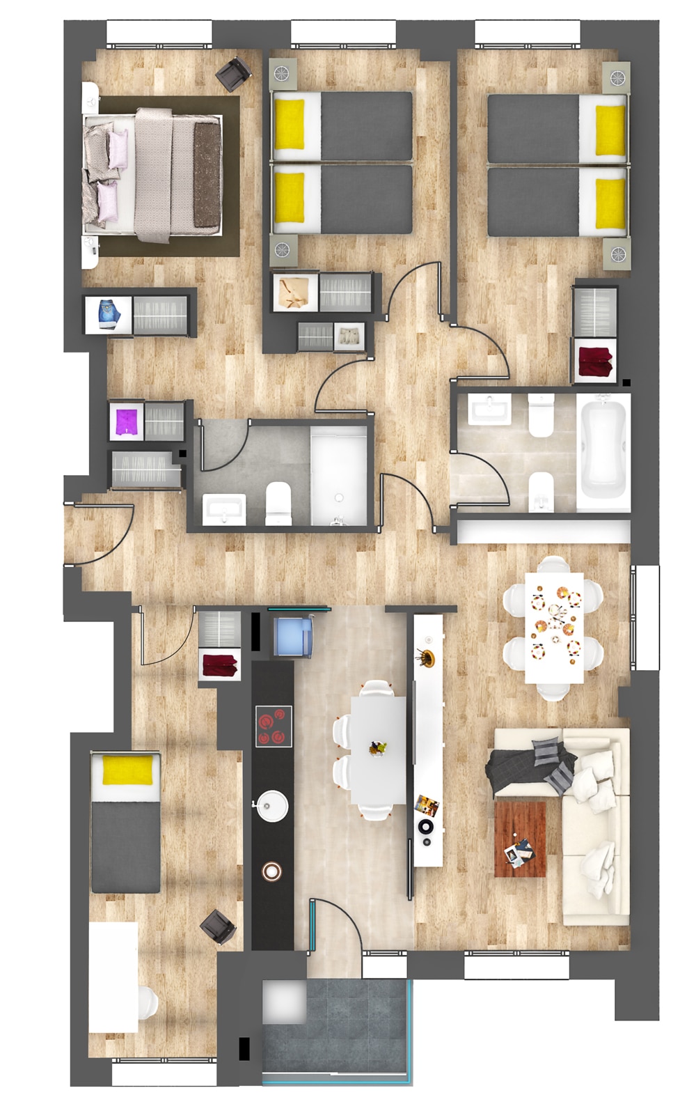 plano 4 dormitorios Corredoria plano 4 dormitorios Oviedo